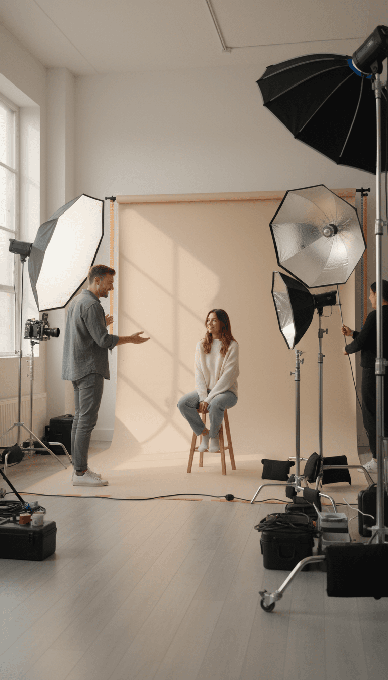 Client portrait session at photography studio