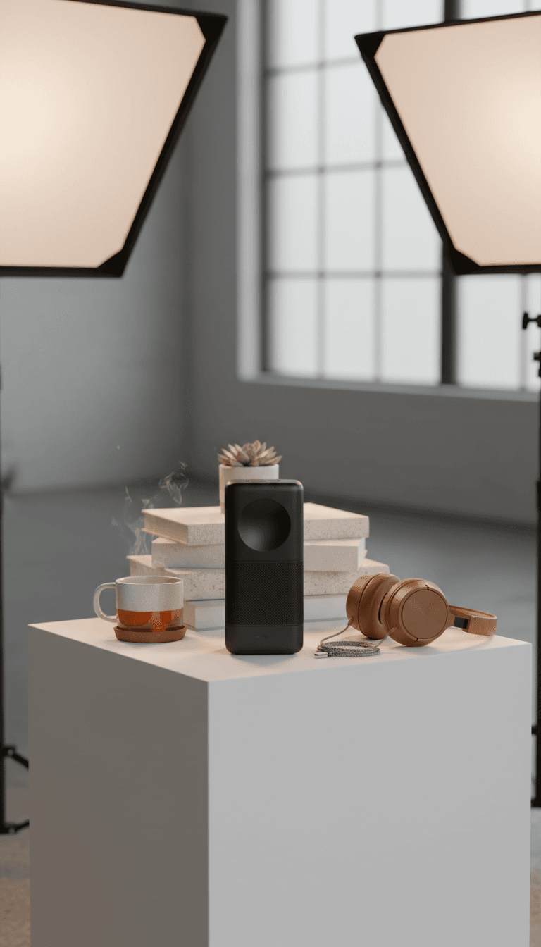 Commercial product photography setup in a professional studio