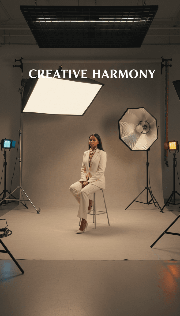 Professional studio lighting setup for portrait session